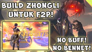 Zhongli Terlalu Kuat Pake Build Ini F2P Build  Genshin Impact Indonesia [upl. by Dougald]