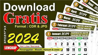 Kalender 2024 lengkap dengan tanggal merah  Penanggalan Hijriyah amp Jawa  Download  Cdr  template [upl. by Braeunig619]