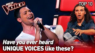 Incredibly UNIQUE VOICES on The Voice  TOP 10 [upl. by Remlap573]