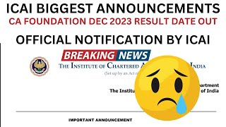 BREAKING News  CA Foundation December 2023 Result Declared by ICAI  CA foundation Result [upl. by Sulecram]