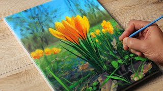 Painting a Crocuses  Acrylic Painting  Vadym art [upl. by Roee]