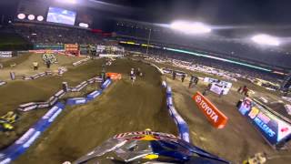 GoPro HD James Stewart Main Event Lap 2013 Monster Energy Supercross Anaheim Opener [upl. by Akienom]