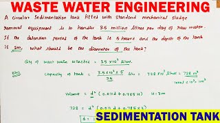 Sedimentation tank Solved design dimension of tank  design of sedimentation tank  waste water engg [upl. by Ynamrej799]