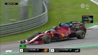 Leclerc overtake Alonso  F1 Styria GP 2021 [upl. by Grimonia980]