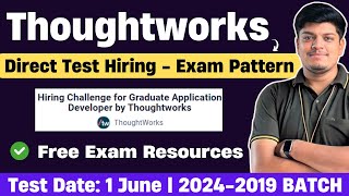 Thoughtworks Direct Test Exam Pattern  Preparation Coding Questions  Test Date 1 June  202419 [upl. by Edya]