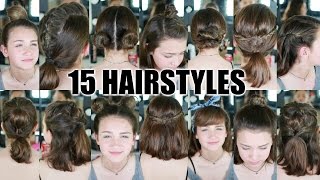 15 Heatless Hairstyles for SHORT hair BACK TO SCHOOL [upl. by Avehsile]