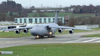 US Air Force C5 Super Galaxy landing and extreme short takeoff at Zurich Airport [upl. by Hollerman]