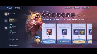 How to complete Friends Callback in Mobile Legends Bang Bang  Invite Friends Back Win Diamonds [upl. by Ahseem]