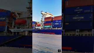 CAM CGM CONTAINER SHIP  GIANT SHIP  QUAY CRANE  UNLOADING shorts ytshorts [upl. by Ellis]