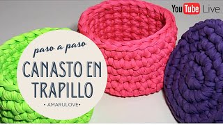 💡 Canasto en trapillo FÁCIL  Clase de CROCHET para PRINCIPIANTES  TRAPILLO PASO A PASO [upl. by Aluk387]