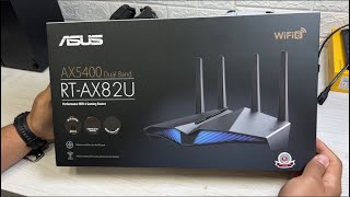 ROTEADOR GAMER ASUS RTAX82U AX5400 WiFi 6 com RGB  Unboxing e Impressões [upl. by Enala]