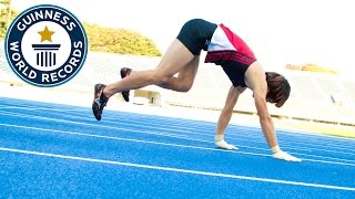 Fastest 100 m running on all fours  Guinness World Records [upl. by Akienat]