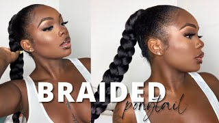 SUPER EASY BRAIDED PONYTAIL ON SHORT 4B4C NATURAL HAIR  OYBELLA [upl. by Garson]