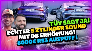 JP Performance  Echter 5 Zylinder Sound trotz OPF mit DB Erhöhung  8000€ RS3 Auspuff [upl. by Araeit]