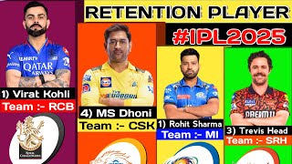 IPL 2025  All Teams Retained Players List  MS Dhoni Conformed For IPL 2025  Retained Players List [upl. by Gwennie419]