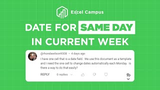 Calculate Mondays Date for the Current Week in Excel [upl. by Nicholas]