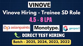 Vinove Hiring Started  Direct Test Hiring  2025 Batch Hiring Off Campus  hire me plz [upl. by Donnamarie879]