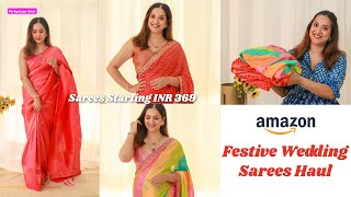 Amazon Saree Haul starting INR 369  Festive Wedding Everyday Sarees  Perkymegs Hindi [upl. by Fries494]