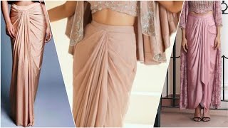 draped skirt cutting and stitchingtrending drape skirt draped wrap skirt from scratch tutorial [upl. by Yeldar]