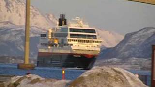 MS Trollfjord southwards arriving at Sortland [upl. by Akenit]