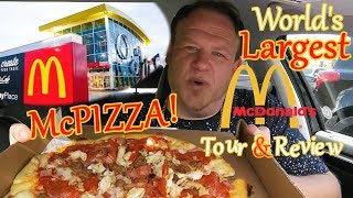 Mcdonalds ☆McPIZZA at WORLDS LARGEST McDonalds☆ Food Review [upl. by Orabla]