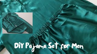 Pajama for Men Very Easy how to Sew Pajama Set  Cara menjahit Piyama SET  DIY Pajama Set [upl. by Hnahym341]