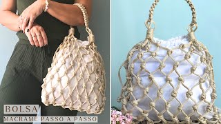 Bolsa de macramê passo a passo  Inspiração Lojas Arezzo  Macrame bag tutorial  Fê Barreiros [upl. by Lucille748]