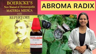 Abroma radix homeopathic mother tincture Boerickes materia medica in Hindi [upl. by Elvin783]