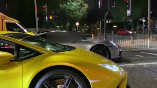 Lamborghini Huracan VS Porsche 911 DRAG RACE on the Streets of London Insane Acceleration amp Sounds [upl. by Ellertal]