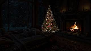 Christmas Tree Next to a Flickering Fire Snow Falling on a Cold Night  Insomnia Treatment [upl. by Adnahsed225]