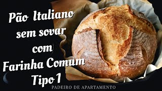 Pão Italiano sem Sovar com Farinha Comum Tipo 1 [upl. by Aldric]