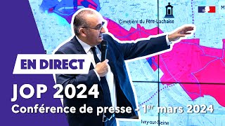 🔴 Live  Conférence de presse  Point détape sur les périmètres mis en place durant les JOP2024 [upl. by Annoeik]