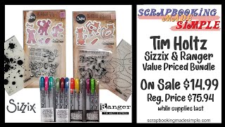 529 Tim Holtz Sizzix amp Ranger Value Priced Die Stamp Embossing Folder Distress Crayons for 1499 [upl. by Allemap110]