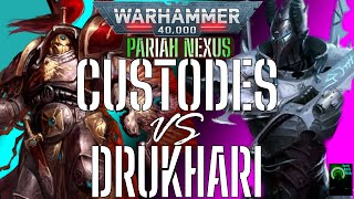 Adeptus Custodes vs Drukhari Warhammer 40K Battle Report 2000 pts 10th Edition Pariah Nexus [upl. by Ateuqram724]