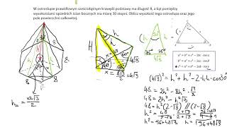 zadanie 2 OSTROSŁPY MATURA ostrosłup prawidłowy sześciokątny [upl. by Kcaz]