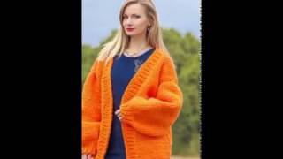 SuperTanya oversized orange baby wool cardigan [upl. by Ainehs650]