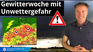 Krachende Gewitterwoche  Vor allem ab Dienstag Schwergewitter und Unwetter möglich [upl. by Rankin]