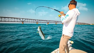 Fishing 7 Miles of Bridge For MASSIVE Tarpon Florida Keys  Day 1 [upl. by Lenox]