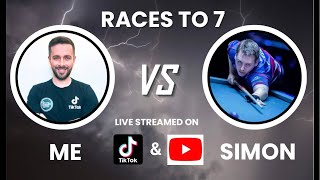 Me 🔵 v 🔴 Simon Races to 7 for £20 a set [upl. by Puiia619]