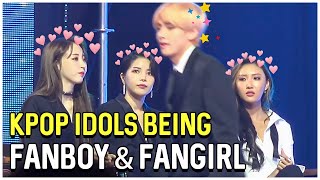 Kpop Idols Fanboying And Fangirling Over BTS [upl. by Woermer]