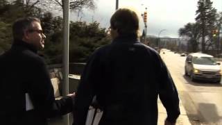 Reporter Walks Into Pole While Trying to Interview Lawyer [upl. by Ibbison]