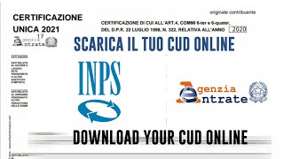 CERTIFICAZIONE UNICA 2021 COME SCARICARE IL TUO CUD ONLINE  How to download your CUD online [upl. by Baumann538]