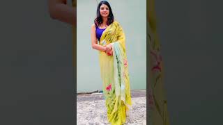 Saree for haldi haldiceremony weddingsarees wedding saree trending ytshorts fashion chiffon [upl. by Enelav936]