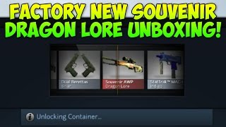 Souvenir AWP Dragon Lore Factory New Unboxing CS GO Skins [upl. by Accebor]