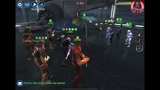 SWGOH TW Wookiee Tarfful Omicron vs First Order Captain Phasma Omicron [upl. by Tirb]