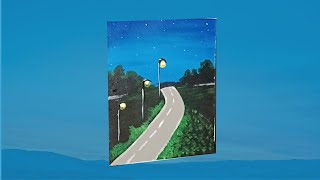 Acrylic Roadside Painting  Acrylic Painting Tutorial  Roadside Drawing [upl. by Yenittirb]