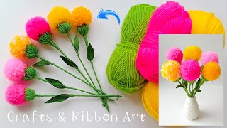 Amazing Craft Ideas with Wool  DIY Home Decor  Super Easy Woolen Flower Making [upl. by Piderit]