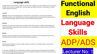 language skill  listening speaking reading and writing functional English 1st semester adp [upl. by Kcirdez]