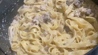 CREAMY CHICKEN AND MUSHROOM TAGLIATELLE  Cooking Pinay in Melbourne [upl. by Hanfurd]