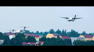 DHC8 vs ATR 72 Luxair Bombardier Dash 8 Q400 and SAS ATR72 landing at Berlin Tegel Airport [upl. by Ahtabbat749]